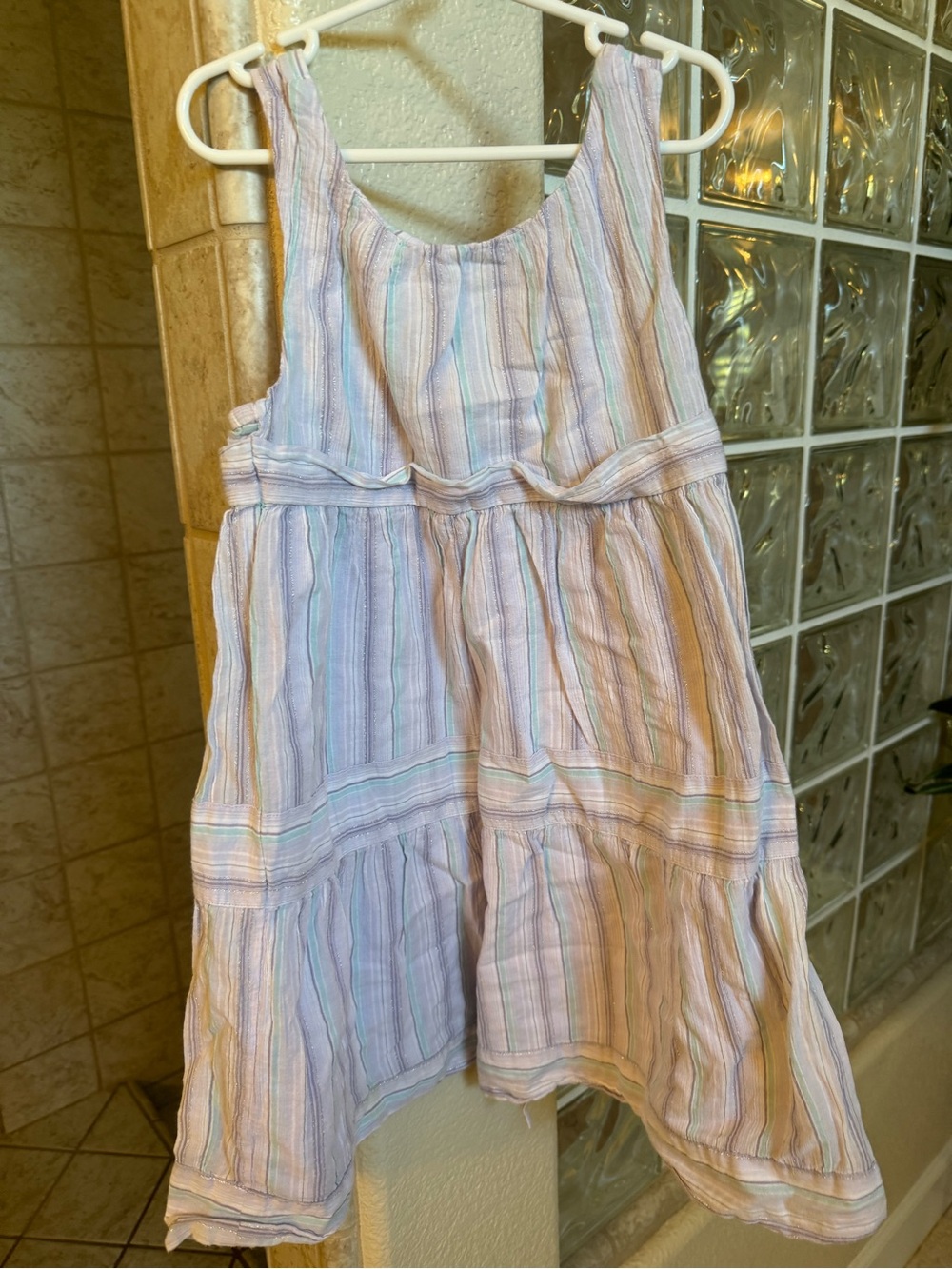 Janie and Jack 6 Striped Pastel dress with glitter Accents